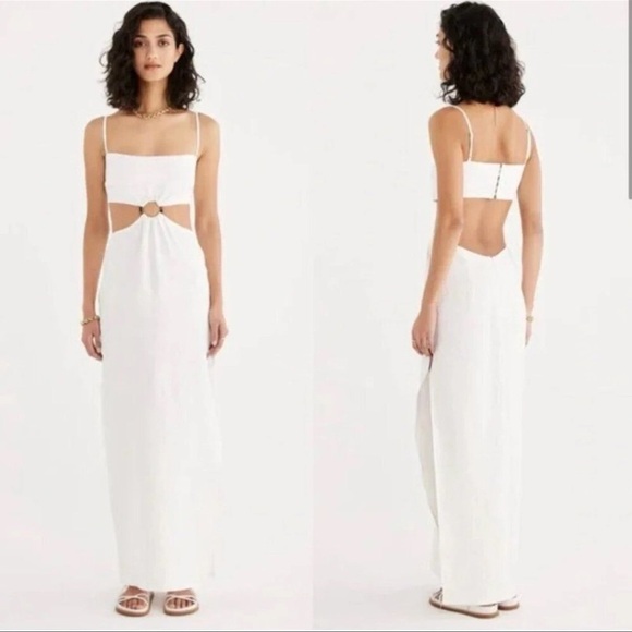 Rumer the Label Avalon Ring Maxi Linen Dress in White - Picture 1 of 10